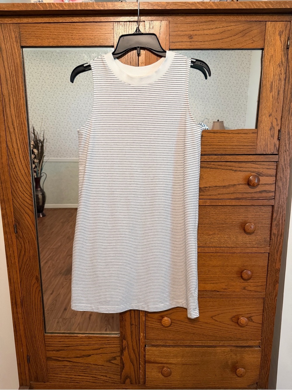 Sleeveless Striped Knit Shift Small Dress
